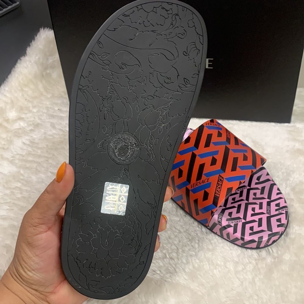 Versace La Greca Multicolored Slides - image 4